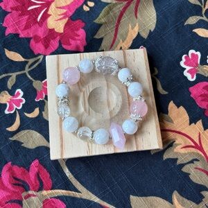 Elegant Pink and White Beaded Bracelet
